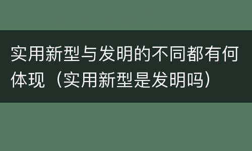 实用新型与发明的不同都有何体现（实用新型是发明吗）