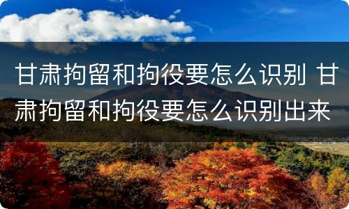 甘肃拘留和拘役要怎么识别 甘肃拘留和拘役要怎么识别出来的