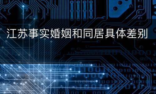 江苏事实婚姻和同居具体差别