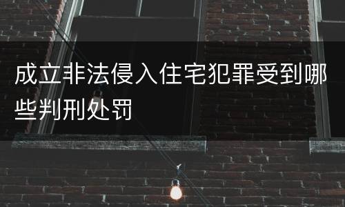 成立非法侵入住宅犯罪受到哪些判刑处罚