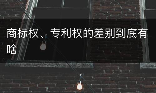 商标权、专利权的差别到底有啥