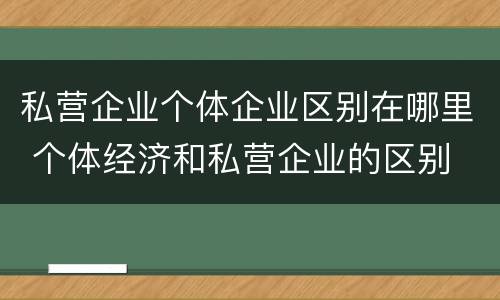 私营企业个体企业区别在哪里 个体经济和私营企业的区别