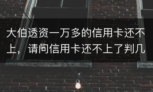 大伯透资一万多的信用卡还不上，请问信用卡还不上了判几年