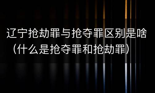 辽宁抢劫罪与抢夺罪区别是啥（什么是抢夺罪和抢劫罪）