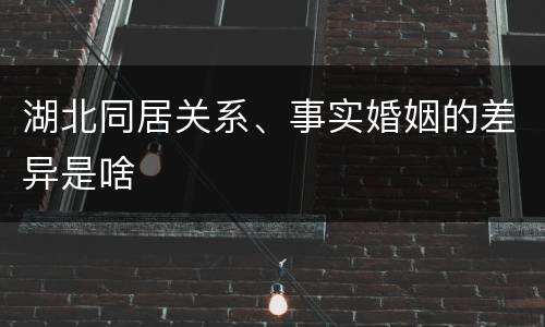 湖北同居关系、事实婚姻的差异是啥