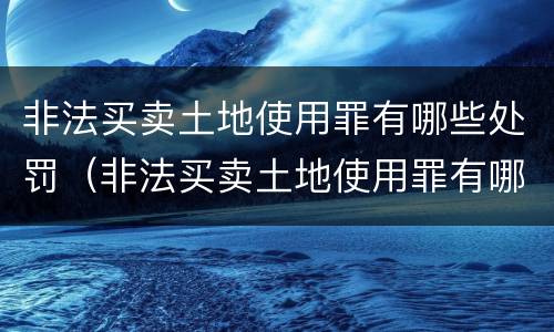 非法买卖土地使用罪有哪些处罚（非法买卖土地使用罪有哪些处罚依据）