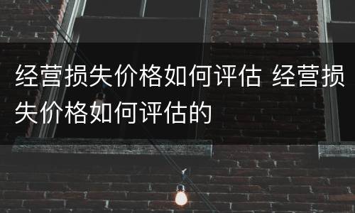 经营损失价格如何评估 经营损失价格如何评估的