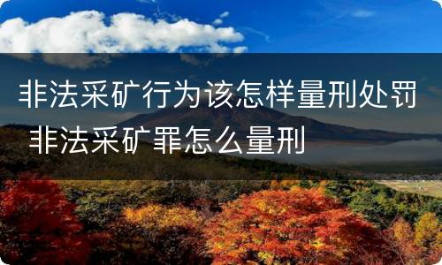 非法采矿行为该怎样量刑处罚 非法采矿罪怎么量刑