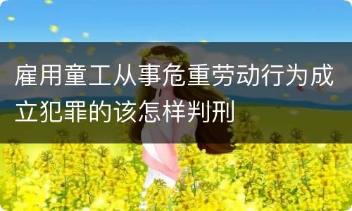 雇用童工从事危重劳动行为成立犯罪的该怎样判刑