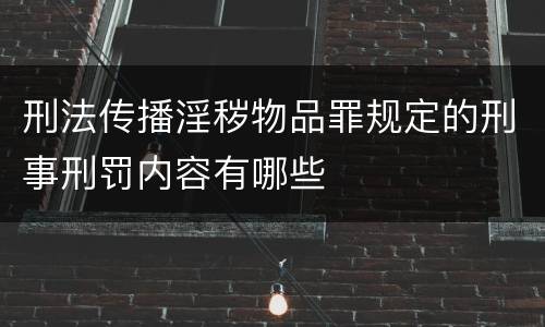 刑法传播淫秽物品罪规定的刑事刑罚内容有哪些