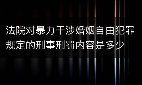 法院对暴力干涉婚姻自由犯罪规定的刑事刑罚内容是多少