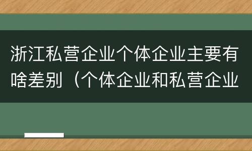 浙江私营企业个体企业主要有啥差别（个体企业和私营企业有哪些）