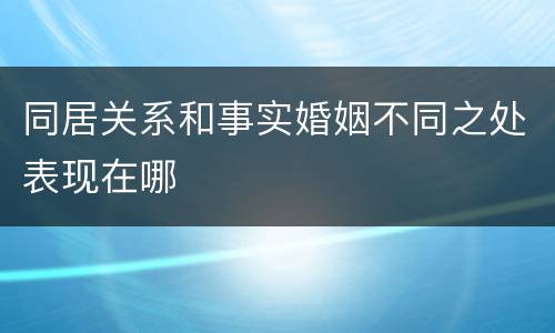 同居关系和事实婚姻不同之处表现在哪