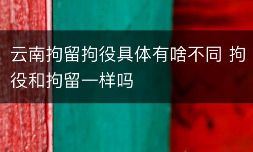 云南拘留拘役具体有啥不同 拘役和拘留一样吗
