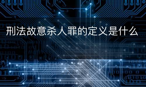 刑法故意杀人罪的定义是什么