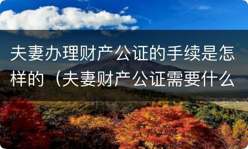 夫妻办理财产公证的手续是怎样的（夫妻财产公证需要什么手续）