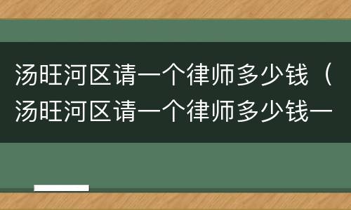 汤旺河区请一个律师多少钱（汤旺河区请一个律师多少钱一个月）