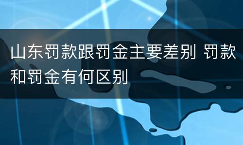 山东罚款跟罚金主要差别 罚款和罚金有何区别