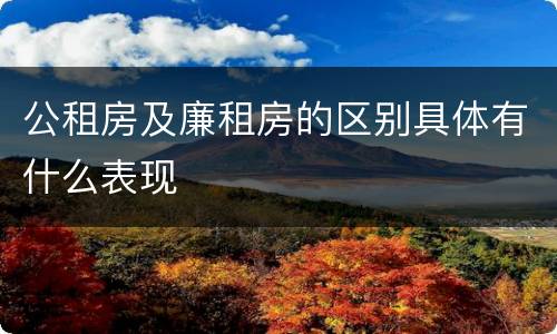 公租房及廉租房的区别具体有什么表现
