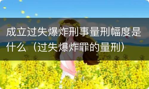 成立过失爆炸刑事量刑幅度是什么（过失爆炸罪的量刑）