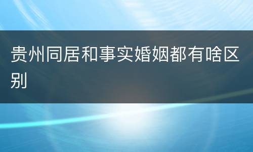 贵州同居和事实婚姻都有啥区别