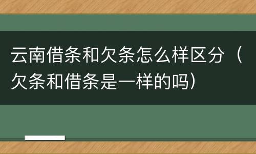 云南借条和欠条怎么样区分（欠条和借条是一样的吗）