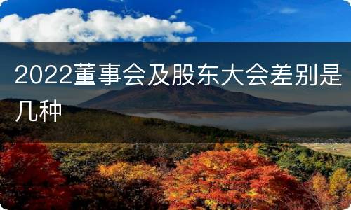 2022董事会及股东大会差别是几种