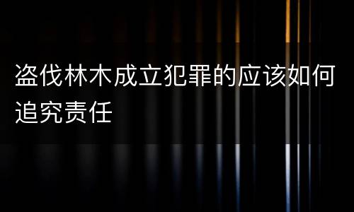 盗伐林木成立犯罪的应该如何追究责任