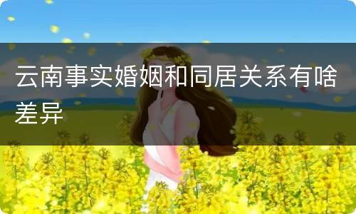 云南事实婚姻和同居关系有啥差异