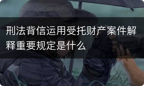 刑法背信运用受托财产案件解释重要规定是什么