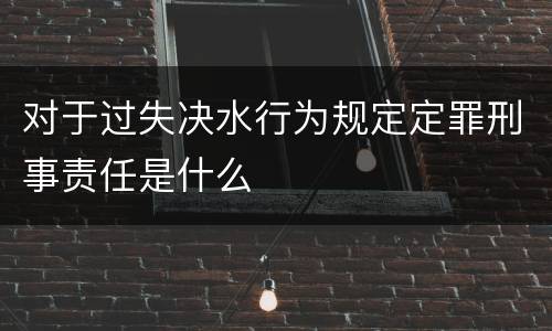 对于过失决水行为规定定罪刑事责任是什么