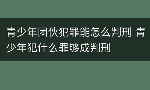 青少年团伙犯罪能怎么判刑 青少年犯什么罪够成判刑