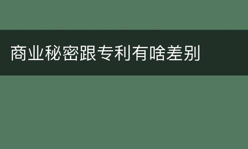商业秘密跟专利有啥差别