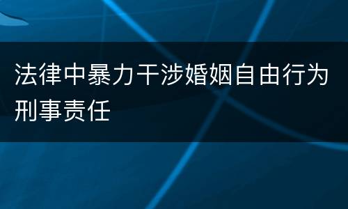 法律中暴力干涉婚姻自由行为刑事责任