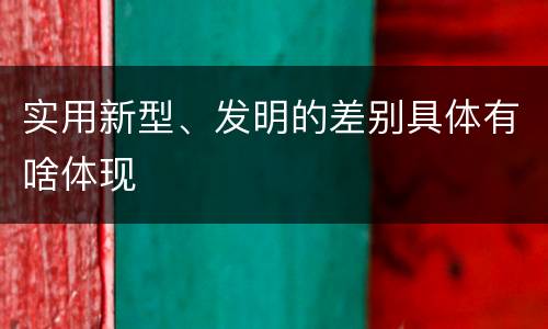 实用新型、发明的差别具体有啥体现