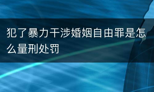 犯了暴力干涉婚姻自由罪是怎么量刑处罚