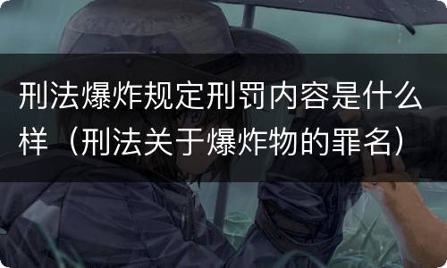 刑法爆炸规定刑罚内容是什么样（刑法关于爆炸物的罪名）