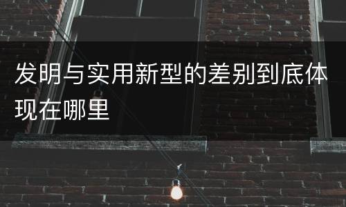 发明与实用新型的差别到底体现在哪里