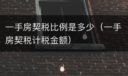 一手房契税比例是多少（一手房契税计税金额）