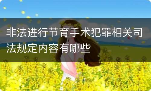 非法进行节育手术犯罪相关司法规定内容有哪些
