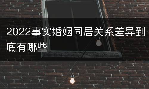 2022事实婚姻同居关系差异到底有哪些