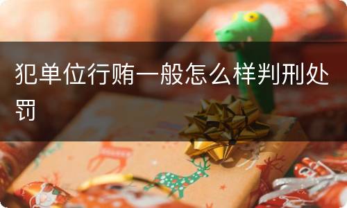 犯单位行贿一般怎么样判刑处罚