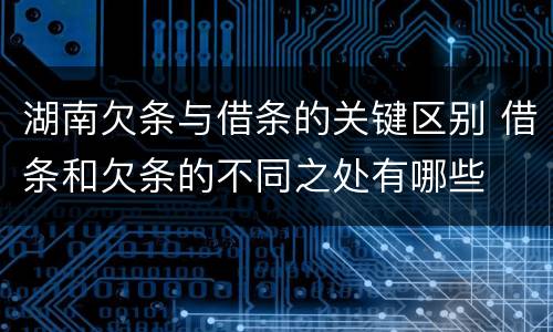 湖南欠条与借条的关键区别 借条和欠条的不同之处有哪些