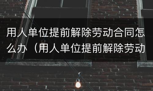 用人单位提前解除劳动合同怎么办（用人单位提前解除劳动合同怎么办理）