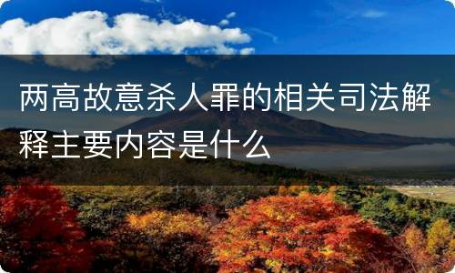 两高故意杀人罪的相关司法解释主要内容是什么