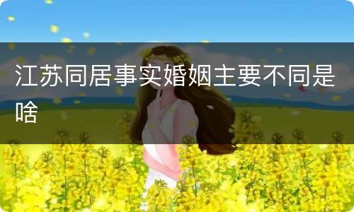 江苏同居事实婚姻主要不同是啥