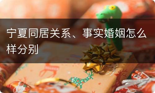 宁夏同居关系、事实婚姻怎么样分别