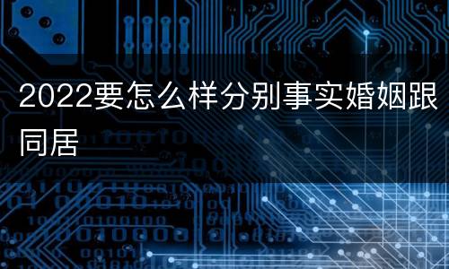 2022要怎么样分别事实婚姻跟同居
