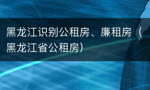 黑龙江识别公租房、廉租房（黑龙江省公租房）