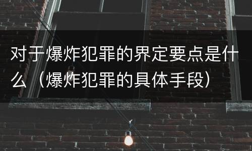 对于爆炸犯罪的界定要点是什么（爆炸犯罪的具体手段）